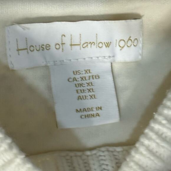 House of Harlow 1960 Cream White Knit Cotton Lined Halter Crop Top size XL - Picture 2 of 5